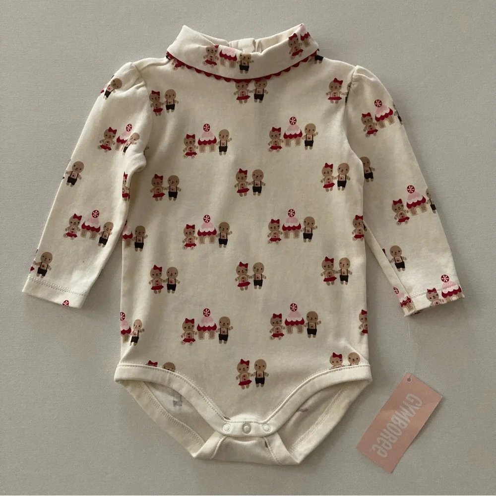 Gymboree Baby Girl 6-12 Months Holiday Christmas Gingerbread Bodysuit